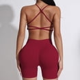 thumbnail image 5 of Women 2 Piece Workout Sets Hidden Scrunch Hip Lifting Seamless Leggings Long Sleeve Yoga Crop Tops Sports Bra Gym Clothes Sets Sports Bra Gym Clothes Sets (M,Wine), 5 of 5