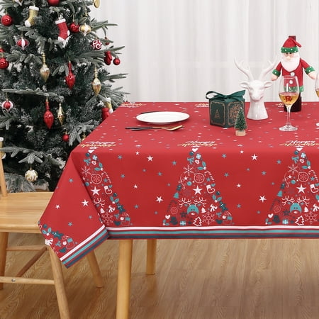 

CAROMIO Red Christmas Tree Decoration Waterproof Oxford Table cloth Tablecloth for Dining Table picnic Rectangle 84 L x 60 W