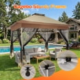 thumbnail image 6 of HOTEEL 13x13ft Pop-Up Gazebo Outdoor Canopy Tent with Adjustable Height, UV 50+ Sun Protection & Removable Mosquito Net - Waterproof Instant Shelter, Khaki, 6 of 13