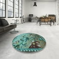 thumbnail image 4 of Ahgly Company Machine Washable Indoor Square Transitional Jellyfish Green Area Rugs, 5' Square, 4 of 7