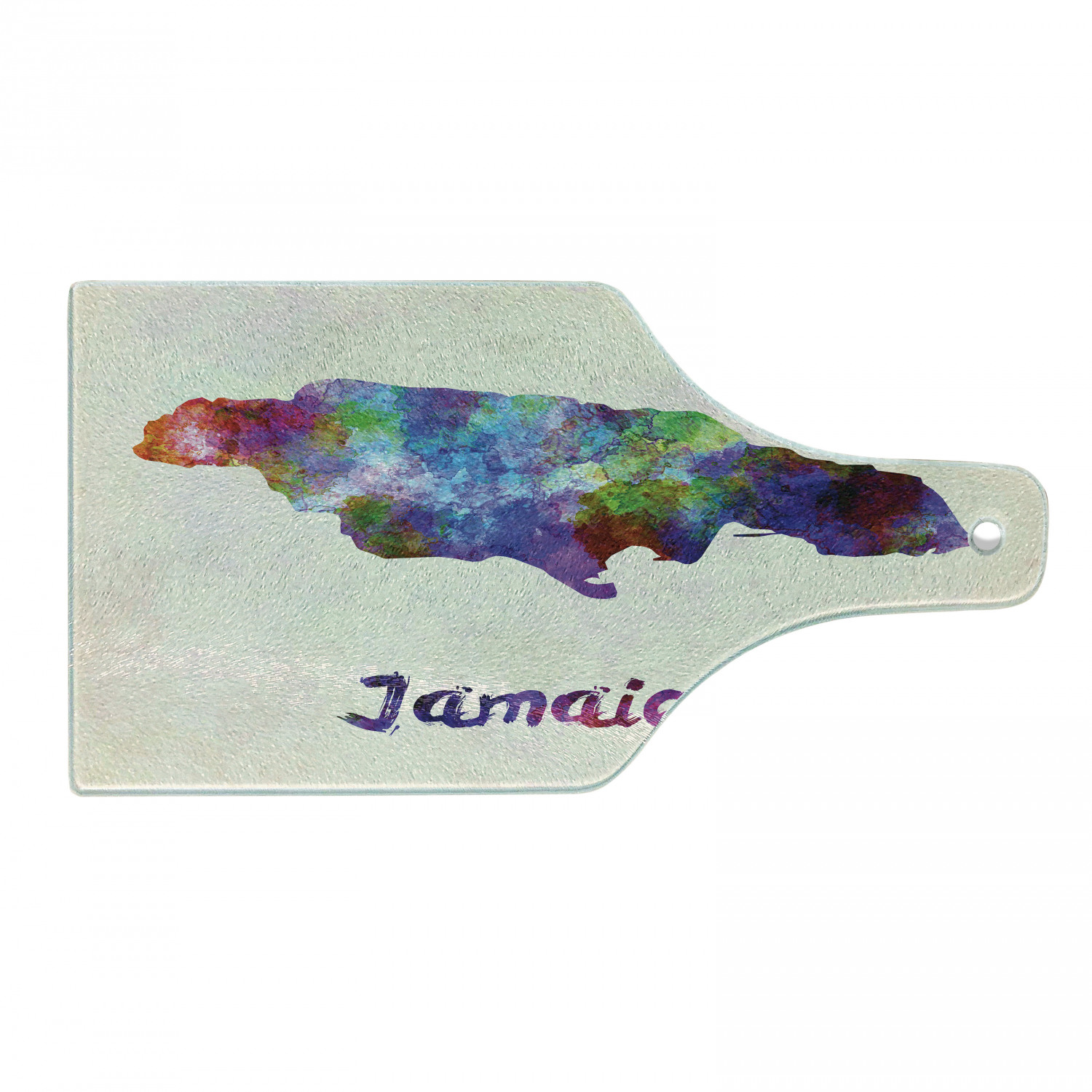 Jamaican Cutting Board, Abstract Watercolor Map of Jamaica Psychedelic