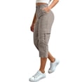 thumbnail image 2 of Capris pour Femmes, Yigetop Capris Cargo à Coupe Décontractée pour Femmes Pantalons de Randonnée Été Voyage Plein Air Décontractés Amples Confortables Pantalons Raccourcis Capris Cargo pour Femmes Kaki m, 2 of 5
