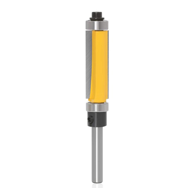 Bit de Routeur de Modèle de Garniture de Chasse d'Eau de FYBTO avec le Guide de Double Roulements, 1/4 Pouce Tige Haut et Bas Modèle de Roulement Coupant l'Outil de Fraisage de Bois de Bit Hauteur de Coupe 1-1/2 Pouce-0625