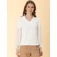 thumbnail image 3 of Allegra K Blusa Elegante De Gasa Con Cuello En V Y Mangas Largas Transparentes Para Mujer Beige XS Unique Bargains Blusa, 3 of 6