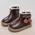 thumbnail image 6 of YMNXA Big Kids Girls Boots Cherry Design Side Zipper Lace Trim Non Slip Soft Sole Plush Warm Comfortable Shoes For Daily Wear Brown 2-2.5 Years, 6 of 9