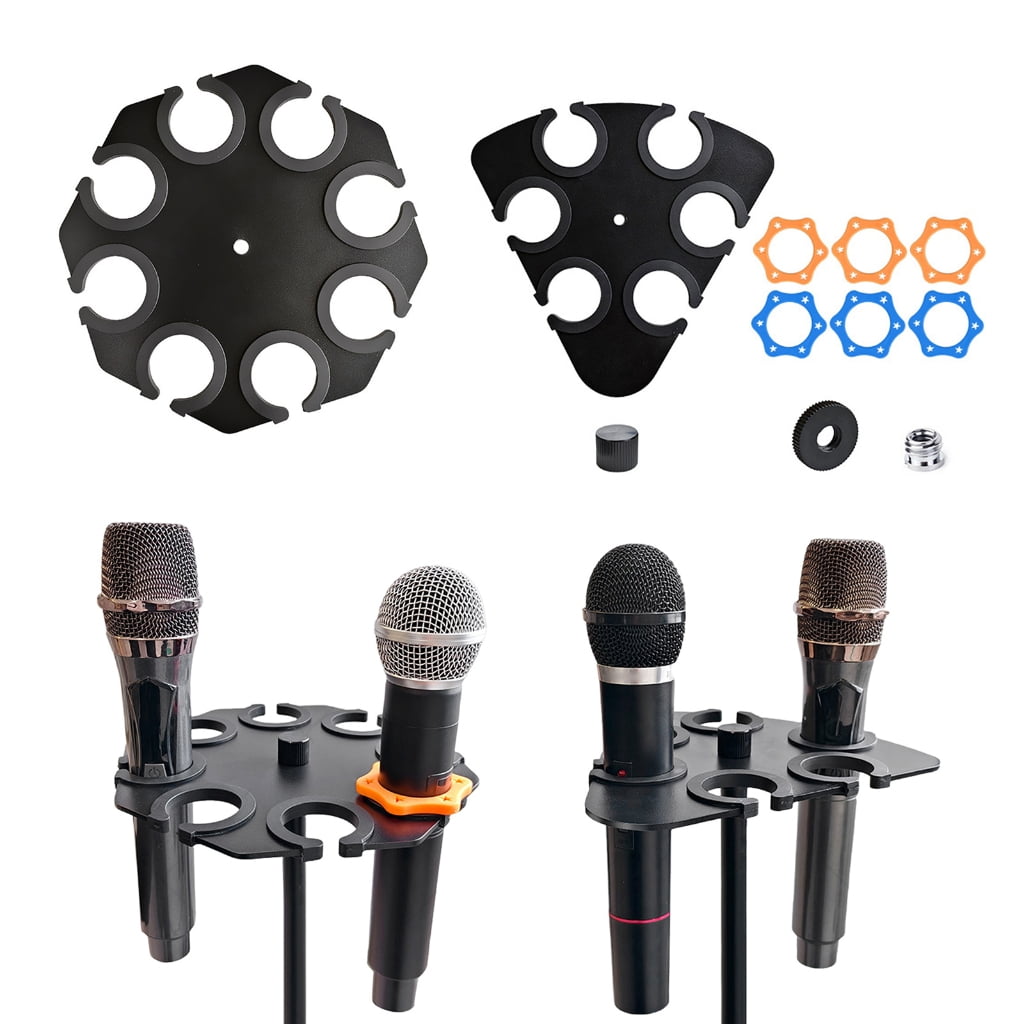 Durability On-Stage Multi Mic Holder Microphone Tray with AntiSlip Plastic Pad for Up to 8Mics Secure &Neat Storage