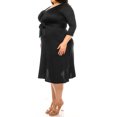 thumbnail image 3 of Women's Plus Size Solid 3/4 Sleeve V-neck Faux Wrap A-line Dress with Waist Tie(Pack of 2), 3 of 7