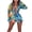 Blue, variant on Women Y2k Mesh See Through Mini Dress Long Sleeve Lace-up V-Neck Tie-dye Bodycon Dress Beach Clubwear