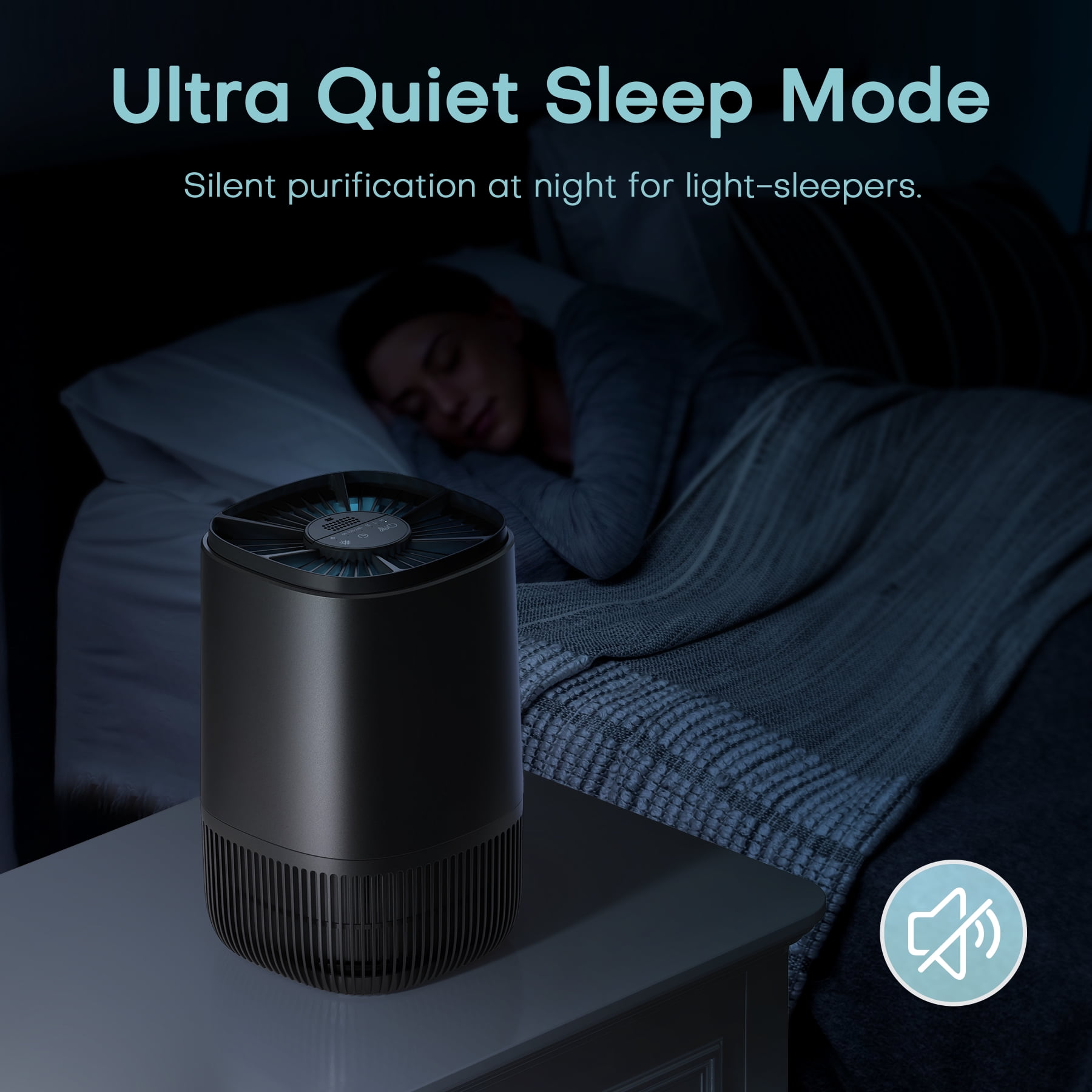 Breezome Air Purifier for Home, HEPA Filter Air Cleaner with Sleep Mode & Aromatherapy, Perfect for Pet Dander, Dust, Odor, Bedroom, Office, Black