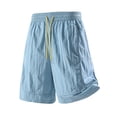 thumbnail image 3 of Inglocry Mens Beach Shorts Bermuda Quick Dry Stretch Sun Protection Lightweight Gym Tennis Workout Shorts with Zip Pockets Light Blue 3XL, 3 of 5