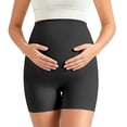 thumbnail image 4 of High Waisted Maternity Shorts Seamless Exposure Belly Support Pregnancy Yoga Leggings Stretchable Base Layer Pants, 4 of 5