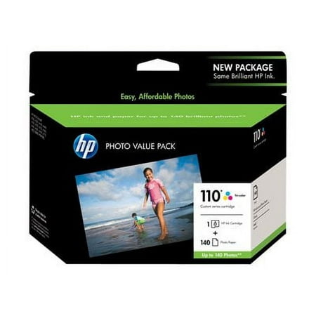 HP Q8700BN 110 Tri-color Original Ink Cartridge w/ 140 Sheets Of Hp A Paper
