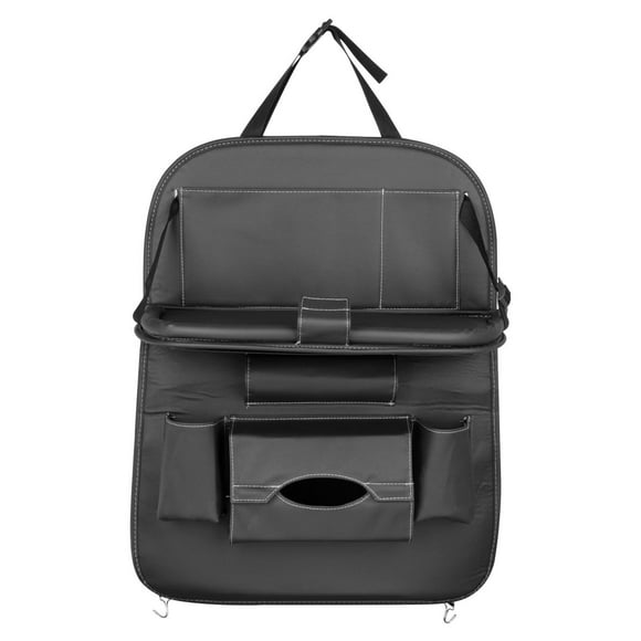 funtasica Car Back Seat Organizer with Tablet Holder Heavy Duty Toys Storage Bag Black