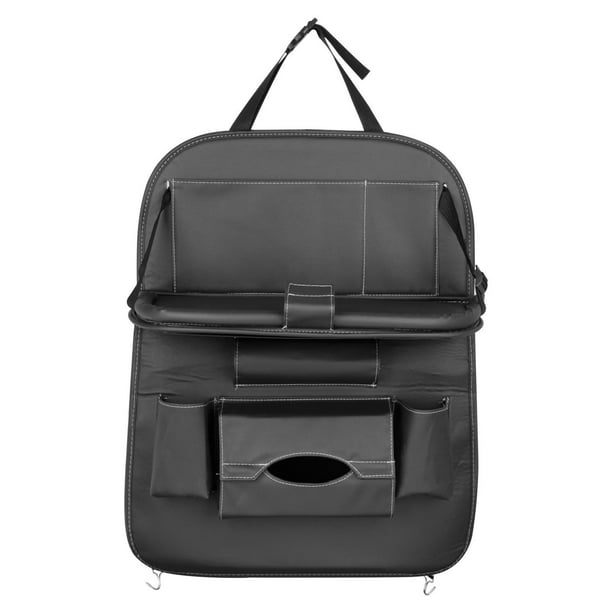 Organizador del asiento trasero del coche Sunnimix con soporte para tableta bolsillos de almacenamiento cuero PU Negro