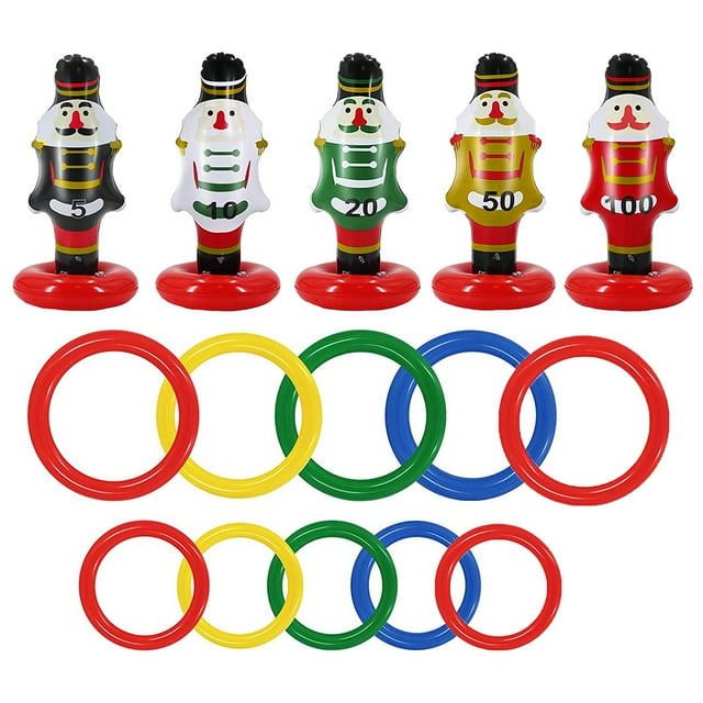 MasteelfCA Christmas Nutcrackers Ring Toss Christmas Party Games Toys Inflatable Ring Toss
