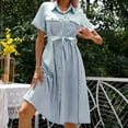 thumbnail image 4 of Vestido estampado de verano para mujer Vestido de manga corta Vestido ajustado Vestido de playa Vestido de sol Vestido camisero Fridja  qw7366, 4 of 5