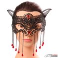 thumbnail image 1 of Máscara femenina de encaje para Halloween, máscara de látex con borlas y cristal, 1 of 1