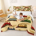 thumbnail image 3 of Castle Fairy Cartoon Construction Truck Full Size Comforter Sets 3 Pieces for Toddlers, Cute Excavator Road Sign Bedding Sets for Kids Bedroom Decor, Green Blue Red, 3 of 6