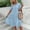 Blue, variant on ZEHJUHAN Women's Lace Short Sleeve Midi Dress Solid Color Round Neck A-Line with Hollow-out Splice Ruffle Hem White,S