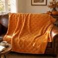 thumbnail image 5 of Halloween Faux Fur Throw with Halloween Embroidery, Cozy Warm Decorative Blanket for Sofa Couch Bed, Soft Plush Fall Home Decor Accent, Spooky Seasonal Gift(39.4"*51.2",Pumpkin), 5 of 7
