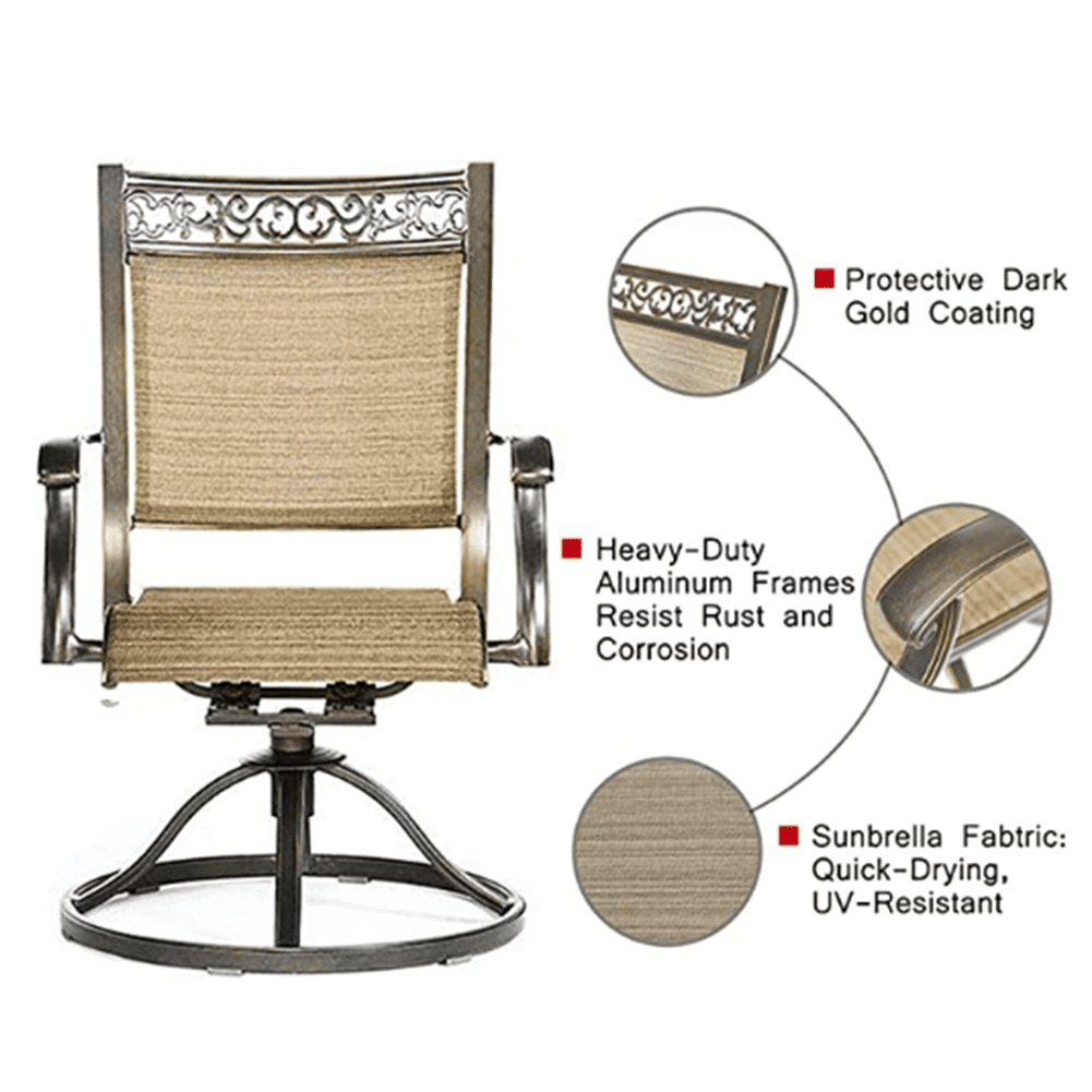 Kepooman Outdoor Bistro Dining Set with Swivel Rocking Chairs for Garden Patio, Set of 3, Black Gold Kepooman Outdoor Bistro Dining Set with Swivel Rocking Chairs for Garden Patio, Set of 3, Black Gold
