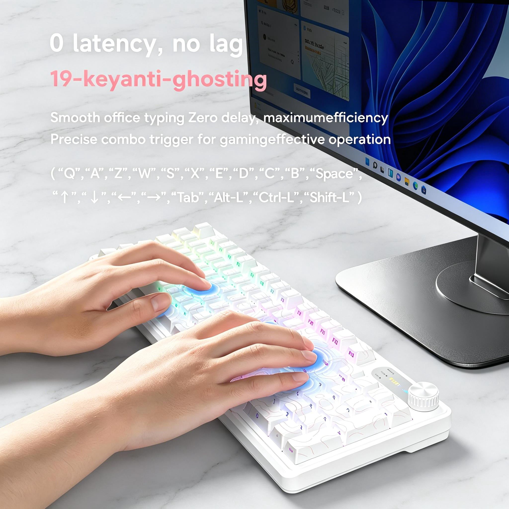 Rechale IP98 Mechanical Feel Keyboard, 98-Key Wired Gaming Keyboard, IPX8 Waterproof Side Printed PBT RGB Keycaps, 19-Key Anti-Ghosting (White)