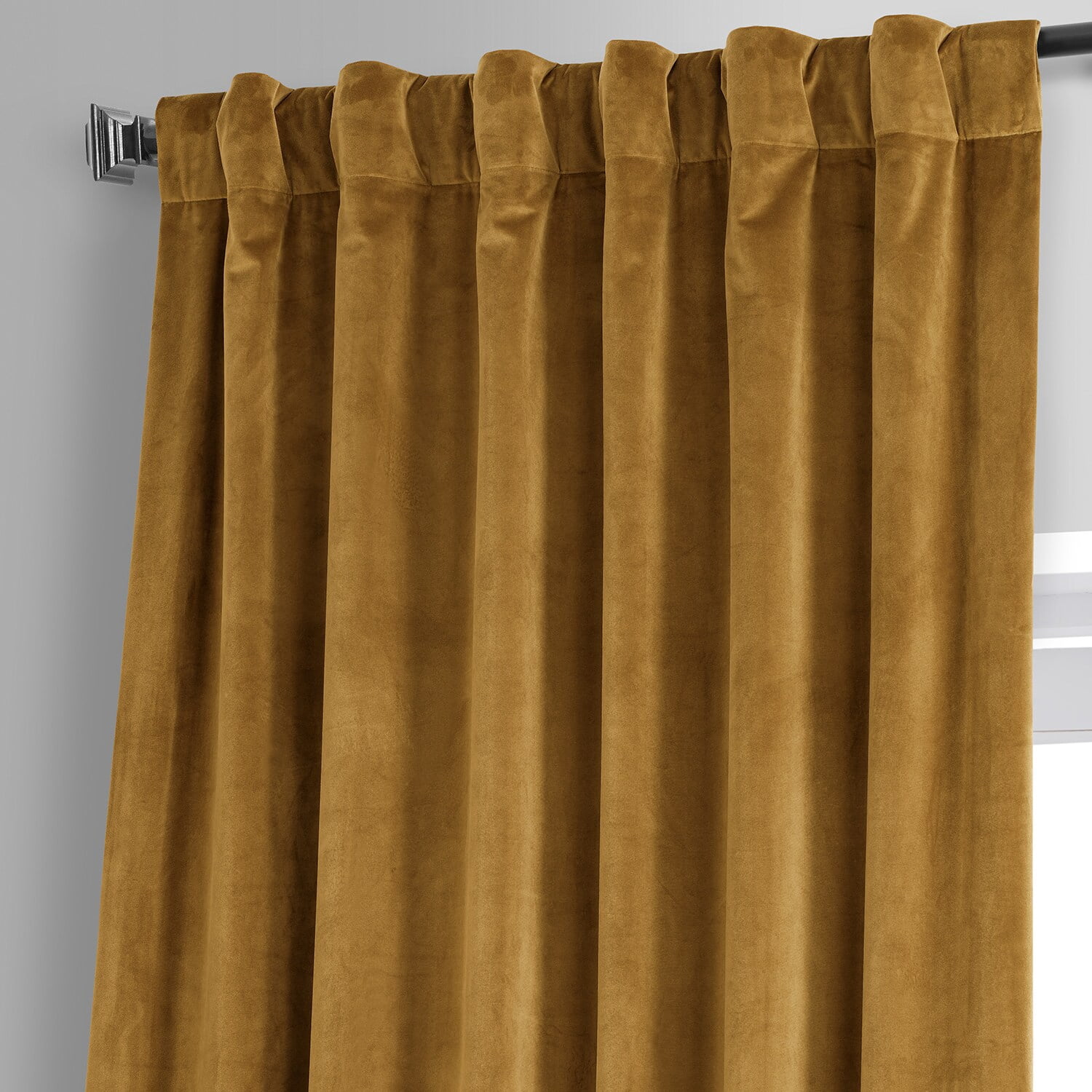 HPD Half Price Drapes Signature Apple Cider Gold Plush Velvet Blackout Curtains for Bedroom & Living Room Curtains (1 Panel), Window Curtains 96 inches long, Rod Pocket Curtains & Drapes, 50W X 96L