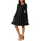 thumbnail image 4 of Vestido largo de manga larga para mujer INSPIRE CHIC, cuello redondo, suelto, corte A, con bolsillos, largo hasta la rodilla, color negro, 4 of 6