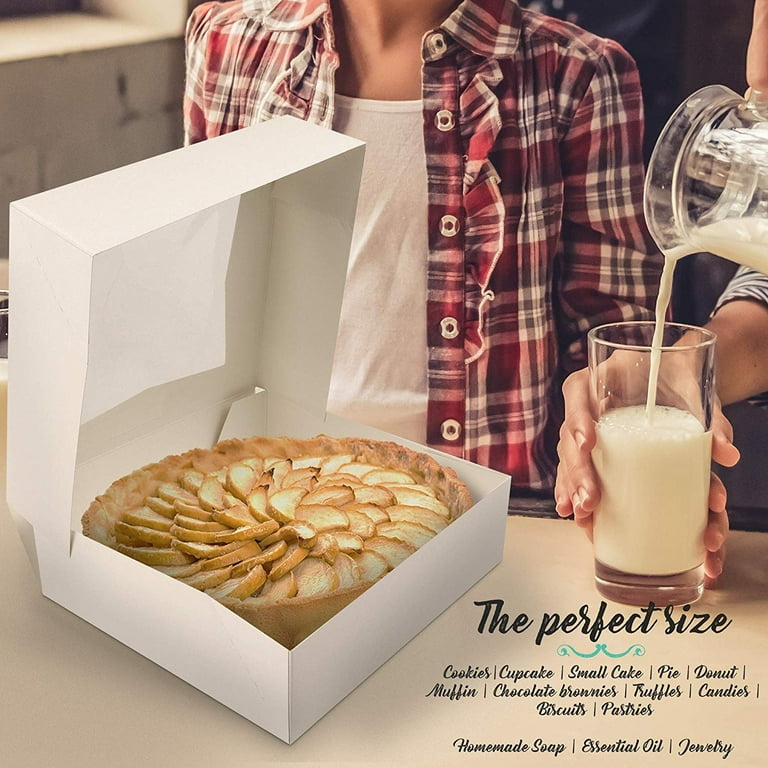 O’Creme White Bakery Boxes with Window 8x8x2.5 in, 25 Pack, Display Pies, Pastries, Cupcakes and Cookies | Paperboard White Kraft Auto-Popup Window O’Creme White Bakery Boxes with Window 8x8x2.5 in, 25 Pack, Display Pies, Pastries, Cupcakes and Cookies | Paperboard White Kraft Auto-Popup Window