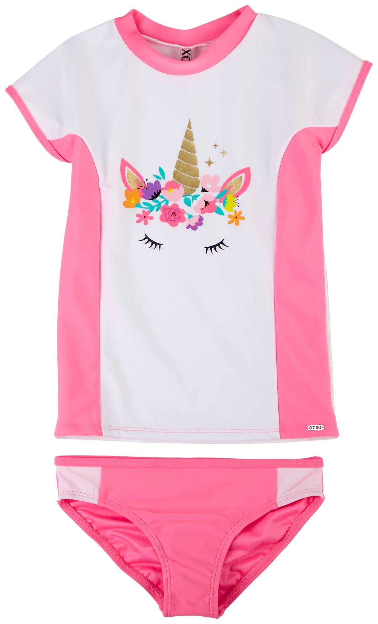 Girl's Toddler Bathing Suit One & Two Piece Toddler 2T 4T Rash Guard Shirt Girl's Toddler Bathing Suit One & Two Piece Toddler 2T 4T Rash Guard Shirt