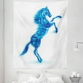 thumbnail image 1 of Animal Tapestry, Gallop Animal Motif Rearing up Blazing Devilish Moving Freely Theme Print, Fabric Wall Hanging Decor for Bedroom Living Room Dorm, 5 Sizes, Dark Blue and White, by Ambesonne, 1 of 1