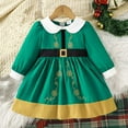 thumbnail image 2 of Odeerbi Niñas Vestido Retro Vintage Navidad Primavera Otoño Cuello Peter Pan Algodón Manga Larga Bordado Infantil A-Línea de Vestidos, 2 of 8