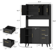 thumbnail image 4 of Rovaurx 70.9" Kitchen Pantry Cabinet with Microwave Shelf, Modern Kitchen Hutch Cabinet with Charging Station, Tall Floor Cupboard Cabinet with Drawers and Doors, Black KBG002BE, 4 of 7