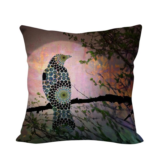 Up to 65% Off SMihono Bird Print Pillow Cases Linen Sofa Cushion Cover Home Decor Pillow Core