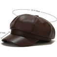 thumbnail image 5 of Womens PU Leather Newsboy Cap 8 Panel Paperboy Newsie Cap Bakerboy Beret Cabbie Hat, 5 of 6