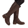 thumbnail image 4 of CEHVOM Bottes Mi-Mollet d'Hiver Chaudes pour Femmes avec Rivets, Fermeture Éclair et Talons Sabots, 4 of 8