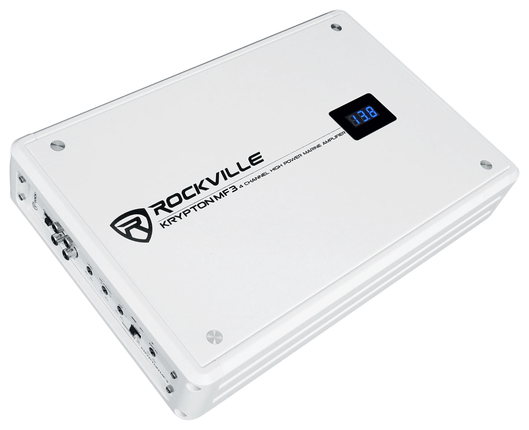 Rockville KRYPTON MF3 1600w Peak 4 Channel Marine Amplifier Boat Amp in White