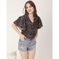 thumbnail image 2 of Moomaya Womens Printed Butterfly Sleeve Top, Button Down Summer Casual Top, 2 of 8