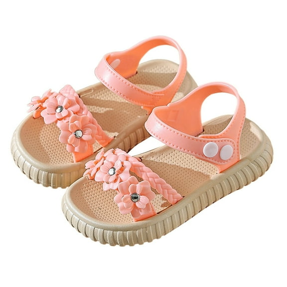 lnmuld Toddler Girls Soft Sole Non- Sandals Summer Stylish Outdoor Footwear Color:Pink,Size:6-7 Years