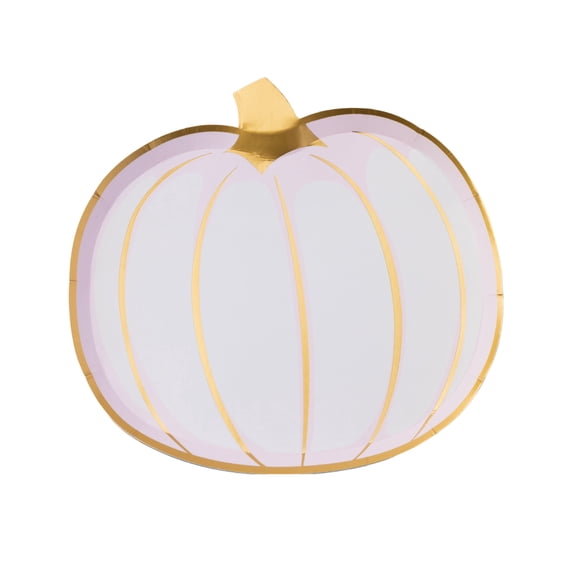 Bonjour Fête Bold Pumpkin Small Paper Dessert Plates, Disposable Party Supplies, 8 Count, 8.75 Inch, Thanksgiving Halloween