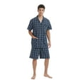 thumbnail image 2 of GLOBAL Men’s Cotton Short Sleeve and Shorts Yarn Pajama Set, Summer Soft Classic Plaid Loungewear with Pockets, Sizes M, 2 of 6