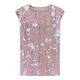thumbnail image 5 of Womens T-shirts Sleeveless Round Neck Floral Printed Casual Tank Top Pink XXL, 5 of 5