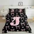 thumbnail image 3 of Feelyou Girly Pink Bow Full Size Comforter Sets, Monogrammed J Bedding Comforter Set, Initial A to Z Letter Bedding Sets, Breathable Bedroom Decorative, 3pcs, 3 of 9