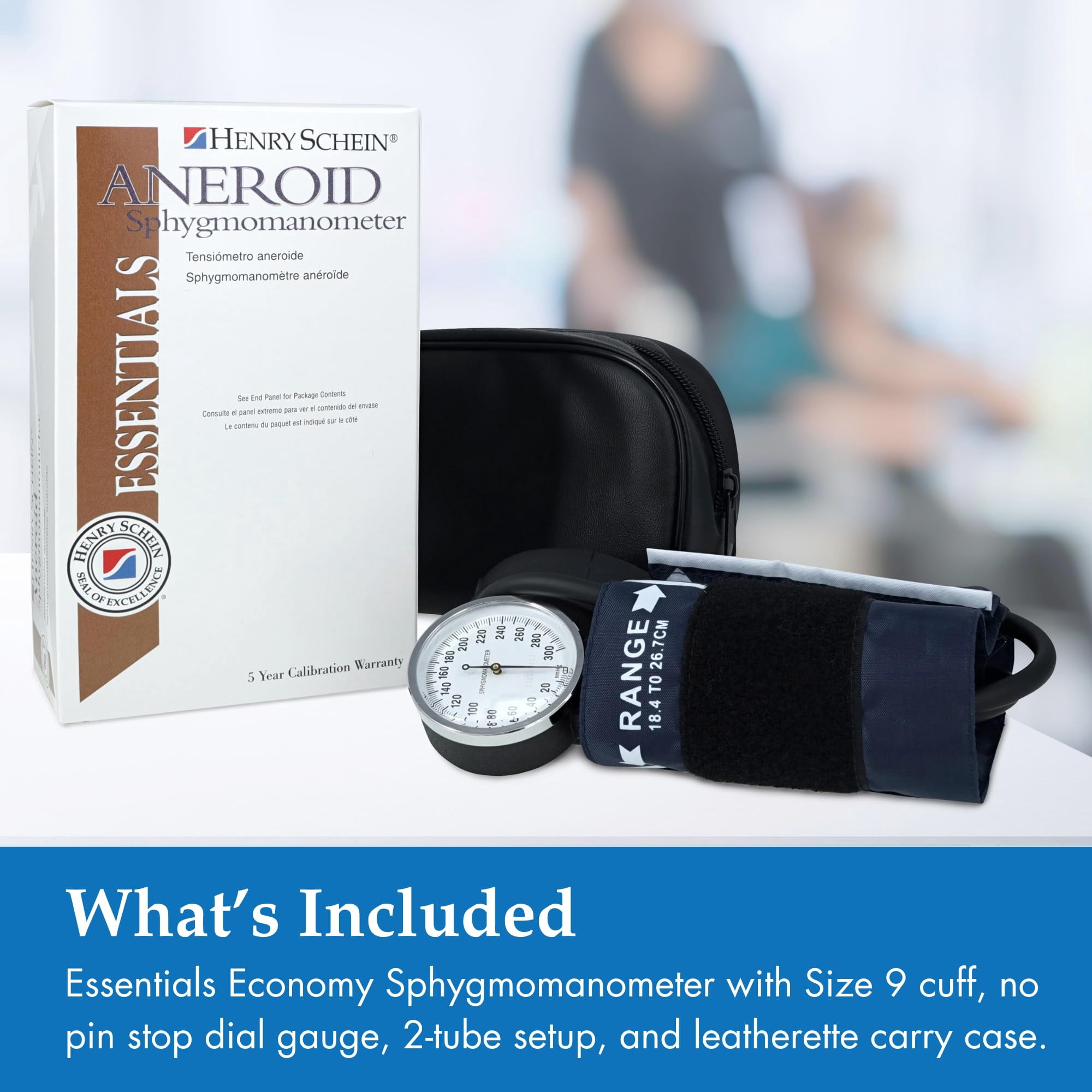 Child Pro Aneroid Sphygmomanometer – Pediatric Size 9 Navy Blue Cuff, Manual Blood Pressure Monitor, Reusable, Dial Display, Includes Leatherette Carrying Case – 1 Count