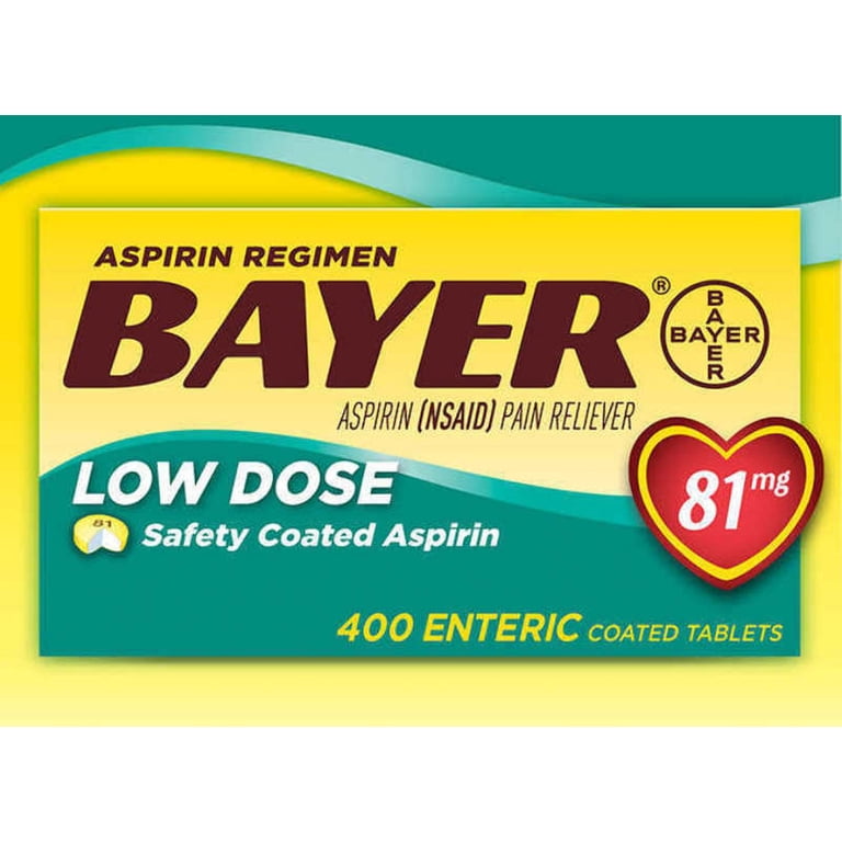 Bayer Low Dose Safety Coated Aspirin, 81 mg, 400 Tablets - Walmart.com
