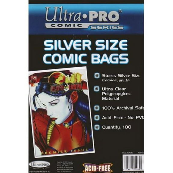 Ultra Pro Silver Size Bags 7.375 X 10.75 - 100 Per Pack