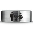 thumbnail image 2 of Tungsten Couple Family Child Holding Hands Band Ring 8mm Men Women Comfort Fit Brushed Gray Flat Cut Black Polished, 2 of 4