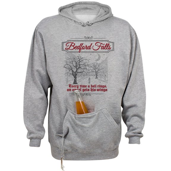 Bedford Falls Beer Holder Tailgate Hoodie Sweatshirt Unisex Large Oxford