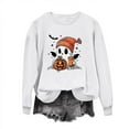 thumbnail image 5 of LYEAA Halloween Womens Crewneck Sweatshirt Long Sleeve Regular Ribbed Cuff Casual Wear Ghost Holiday Clothes White XL, 5 of 5