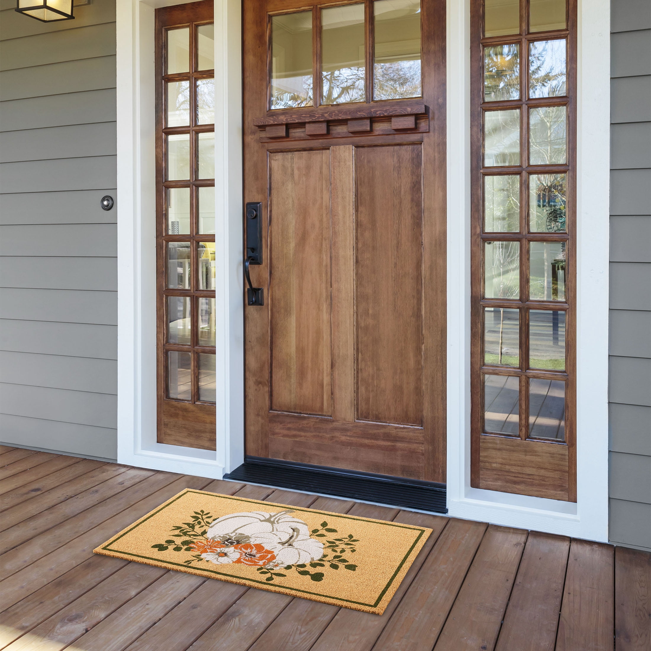 My Texas House Happy Harvest with Border Natural Outdoor Coir Doormat, 30" x 48"